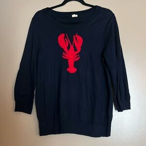 Cute blue j crew sweater with red lobster on front!